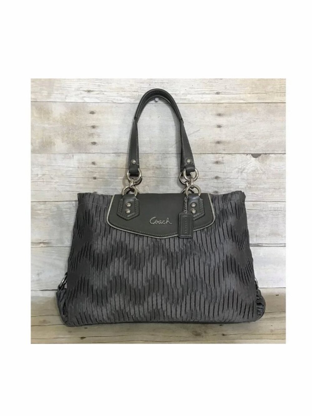 Coach Ashley Gray Gathered Bag Carryall Satchel Handbag Purse F20050